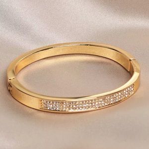 14K Gold Plated Crystal Pave’ Bangle Bracelet